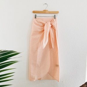 Wrap Midi Skirt — Pink Gingham